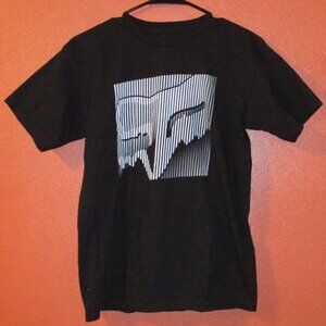 FOX Head Men Small Black White Graphic Motocross Racing Short Sleeve Shirt